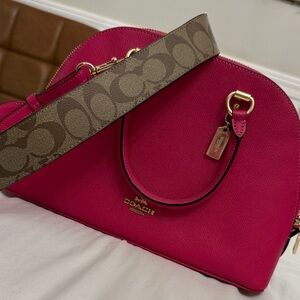 Coach Fuchsia Dome Satchel with Signature Strap